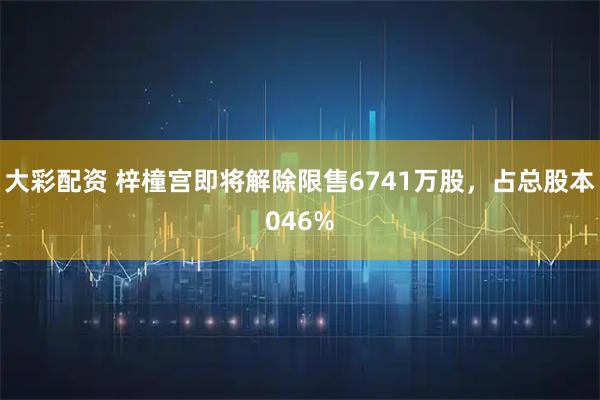大彩配资 梓橦宫即将解除限售6741万股，占总股本046%
