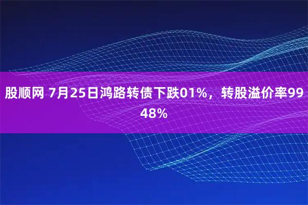 股顺网 7月25日鸿路转债下跌01%，转股溢价率9948%